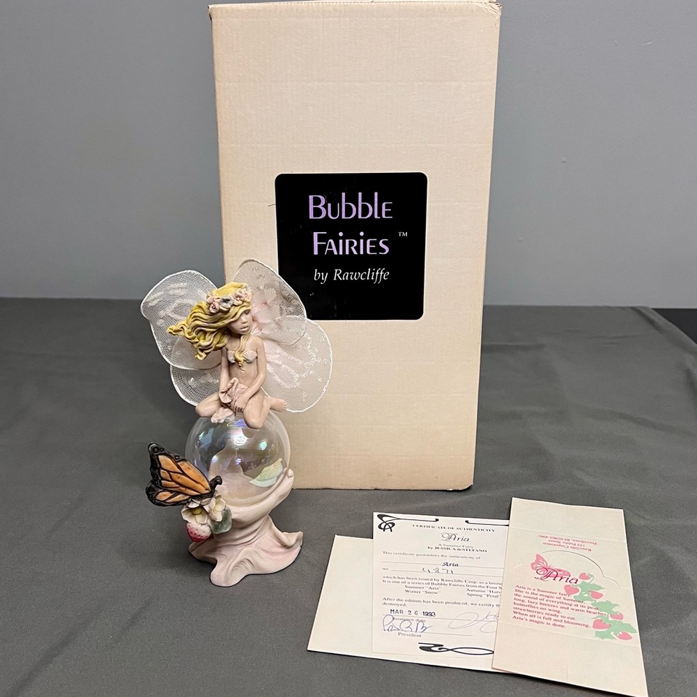 VTG 90s Bubble Fairies By Rawcliffe “Aria” Figurine W/ Box & COA 7.75”